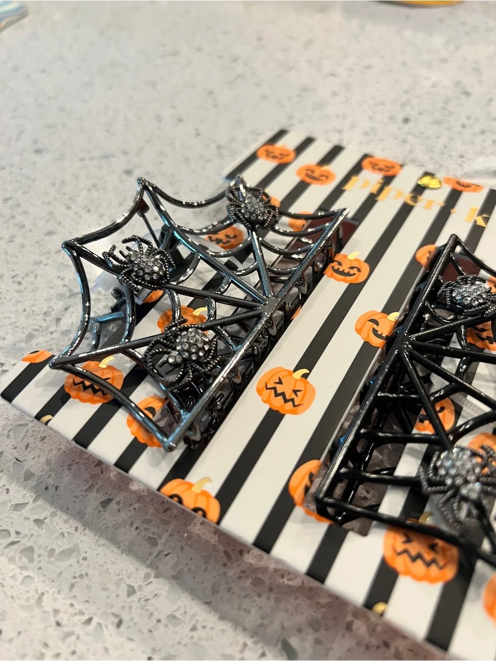 Piper Black Spiderweb Rhinestone Hair Clips